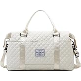 Keoferlo Cute Travel Bag Weekend White Duffel Cute Overnight Gym Tote Carry On Bag for Women (Ivory White)