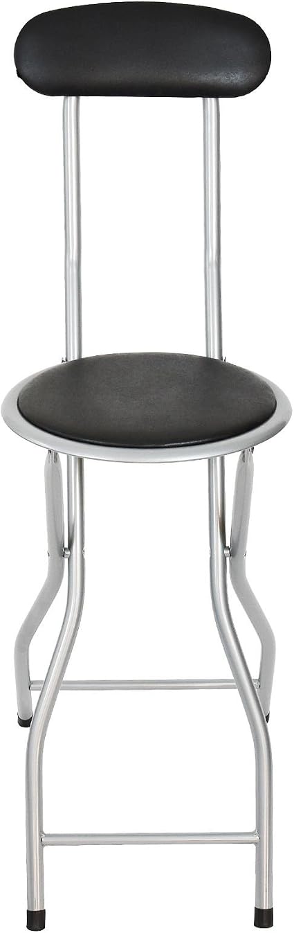 Barstools Home Kitchen Black Asab Portable Folding Breakfast Bar Stool Seat Chair Soft Pvc Cushion Back Rest Camping Picnic Garden Party Outdoor 1 Pack