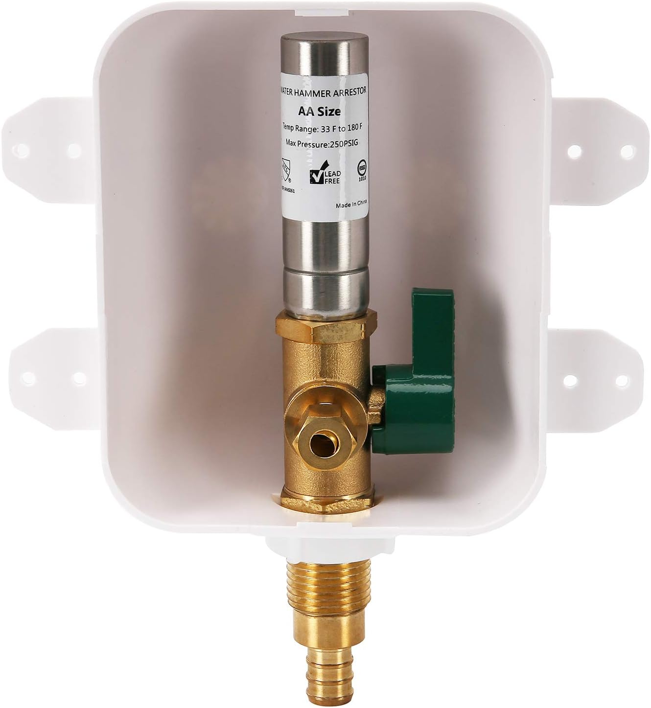 Solimeta Ice Maker Outlet Box with Water Hammer Arrestor PEX Connection