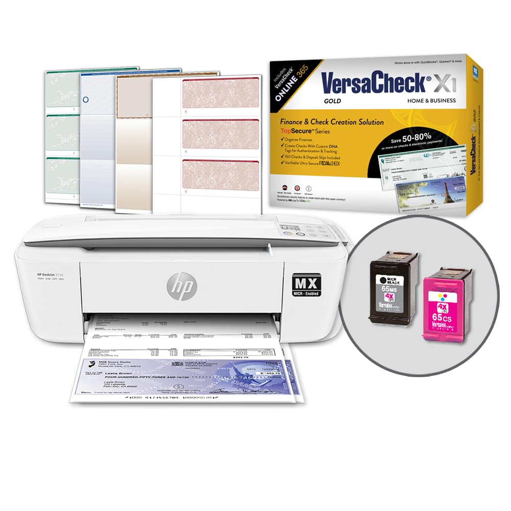 Photo 1 of VersaCheck HP DeskJet 3755 MX MICR Check Printer Gold Check Printing Software Bundle, (3755MX)