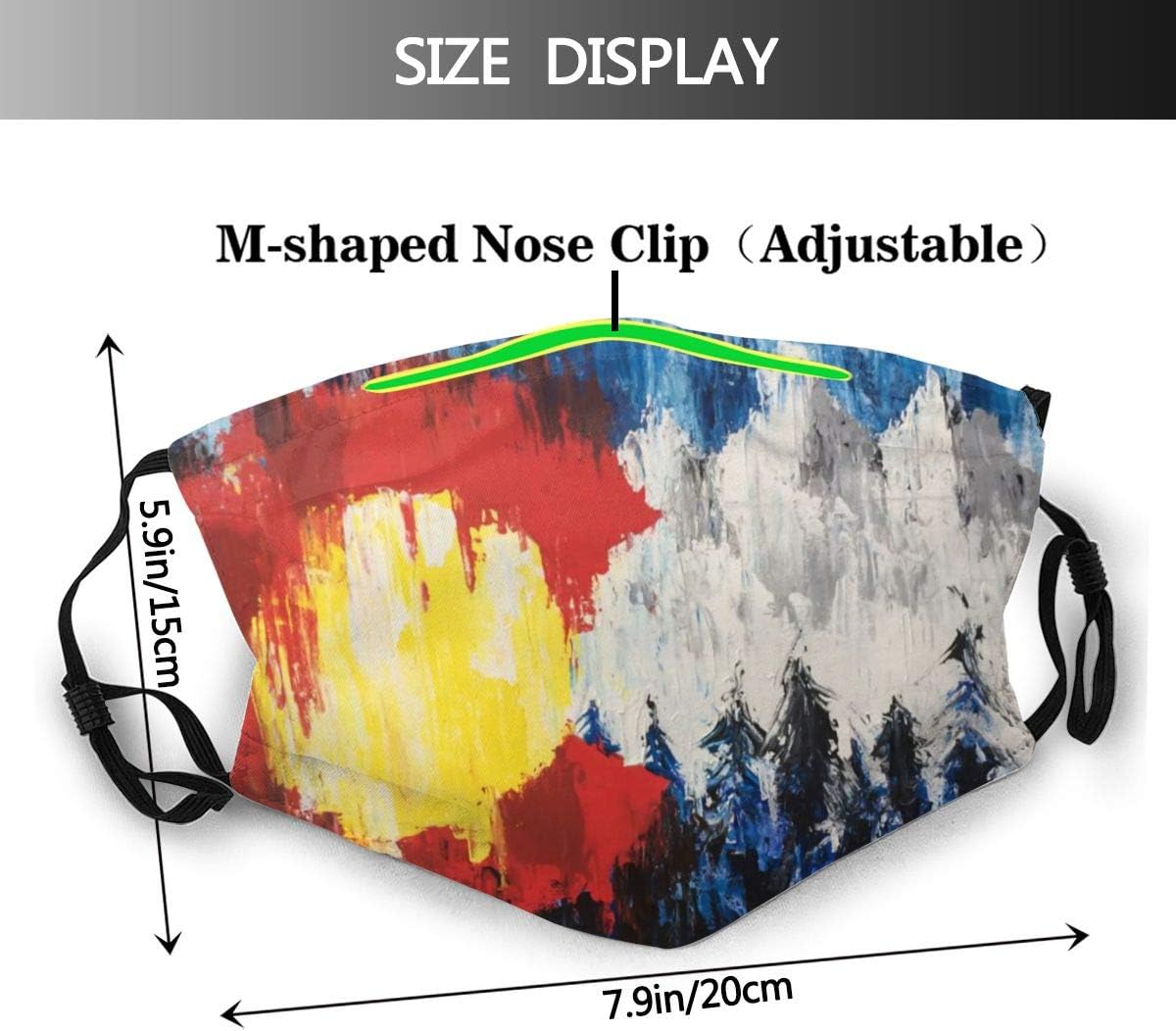Narustop Fan Mart UV Protection Breathable Mouth Guard Activated Carbon 6 Filters, Hand Painted Colorado Flag Watercolor Painting Anti Dust Protection Cover for Teens Kids - Adjustable Ear Loops : Sports & Outdoors