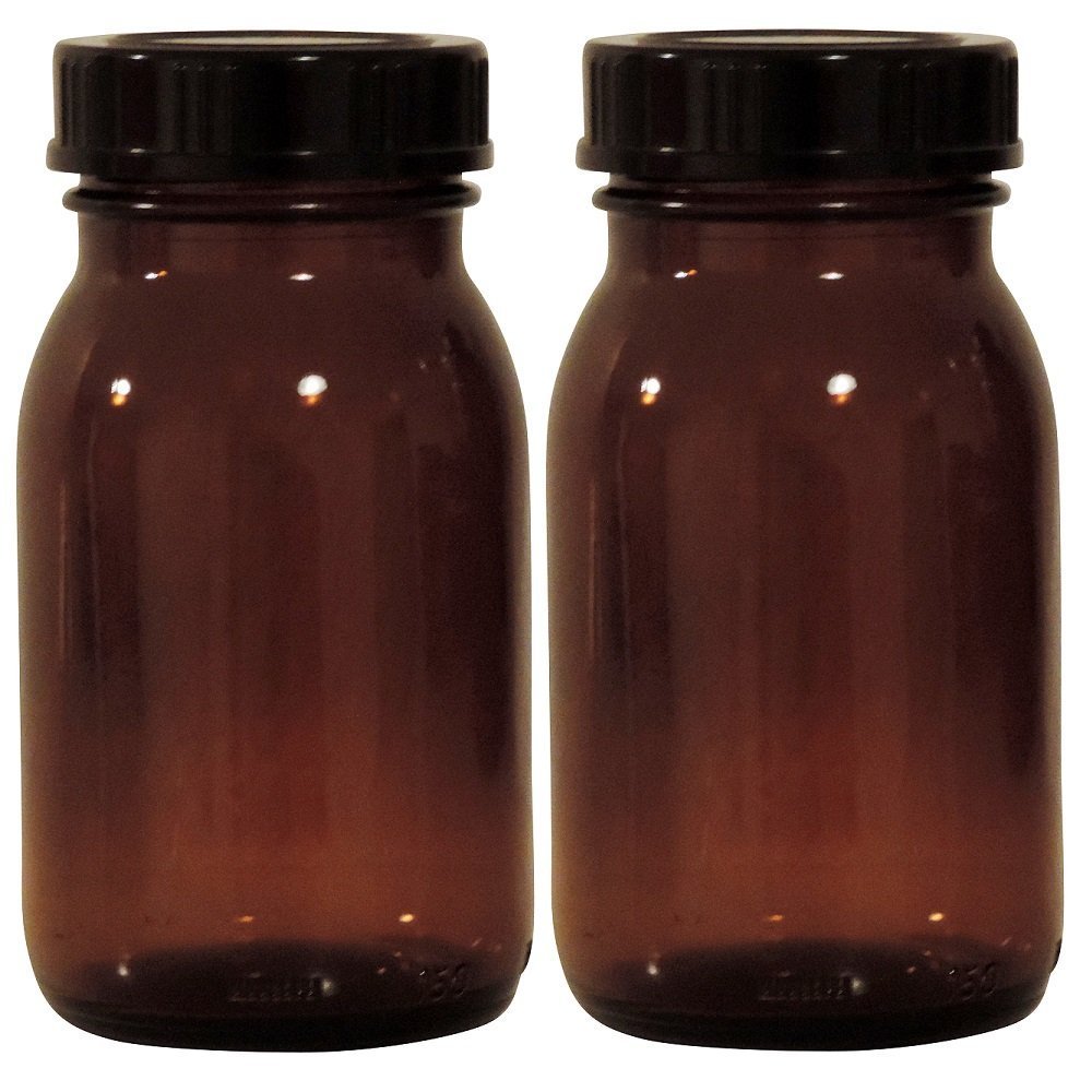 Viva-Haushaltswaren Brown Pharmacy Glass Set 2x 150 ml Including Screw Cap and Labels Made in Germany