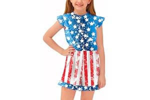 BesserBay Girl's Summer Ruffled Flutter-Sleeve Jumpsuit Button Down Crewneck Romper 5-14 Years