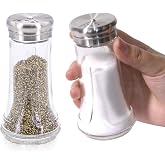 Neodaco 4 oz Salt &amp; Pepper Shaker Set with 3 Adjustable Pour Hole Sizes | Glass Salt Shakers with Stainless Steel Lid, Plastic-Free Design, Spice Dispenser Perfect for Salt, Pepper, Set of 2