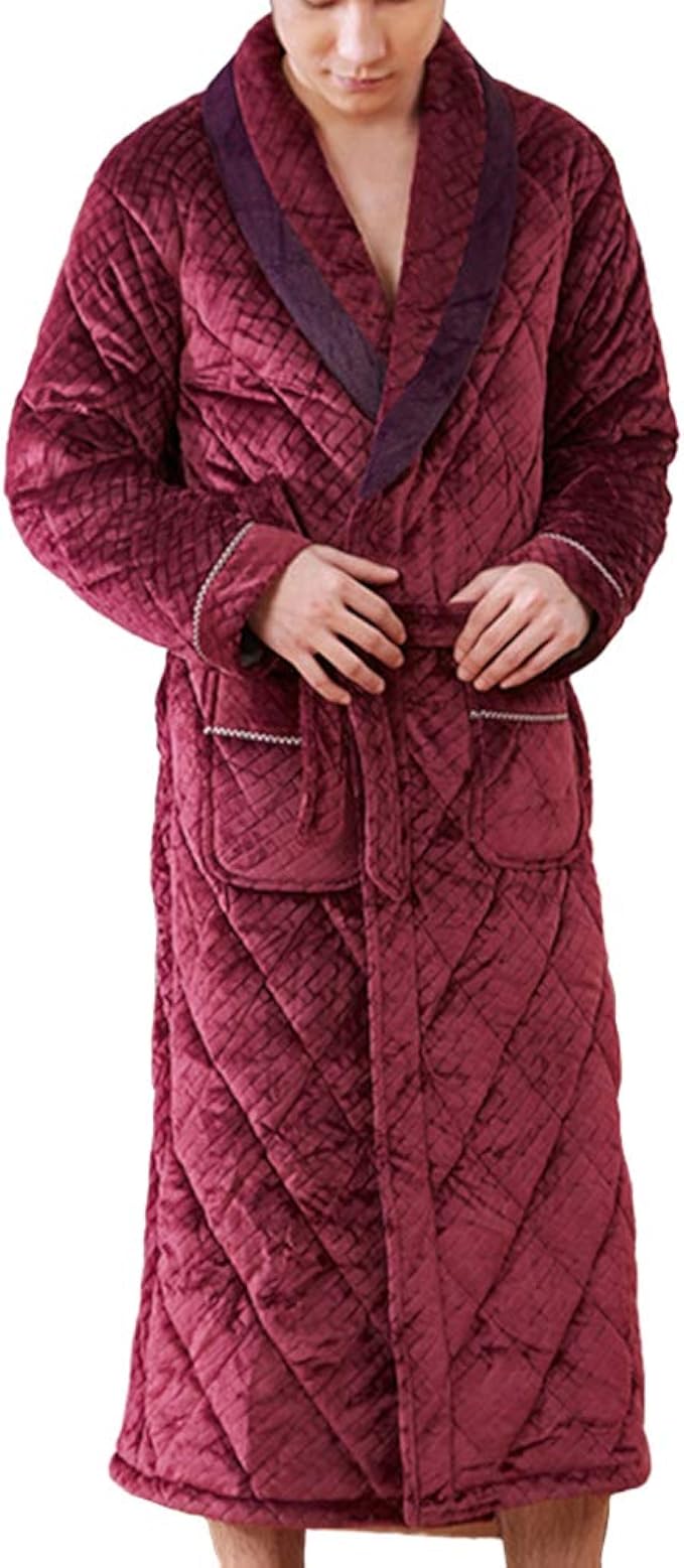 Produktbild von Bademantel Herren Flauschig ENJOYNIGHT - Flauschiger Fleece Morgenmantel Lang Herren Bademantel