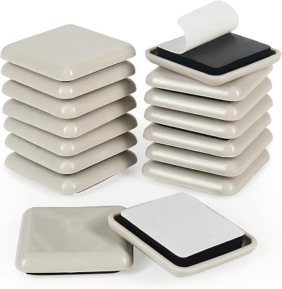 Shintop 16pcs Furniture Sliders 40mm Heavy Self Adhesive Pads Beige Square