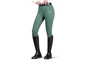 GemRebel Women’s Full Seat Riding Pants, Non-Slip Silicone Equestrian Breeches, High-Waisted Horse Riding Pants with Pockets