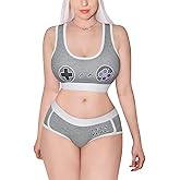 Littleforbig Women Cotton Camisole and Panties Sports loungewear Bralette Set - Let's Play Gamer Girl