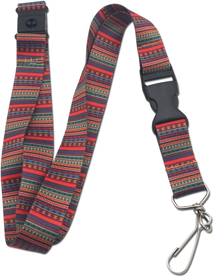 Limeloot Colorful Tribal Premium Lanyard With Breakaway Clasp and Flat Ring, Colorful Tribal, Default