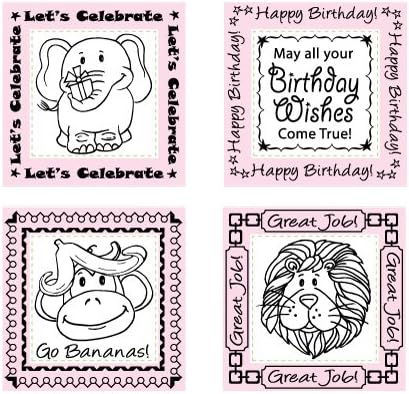 Just Rite Stamp Set - Let's Celebrate - 4 Borders & Centers 2" Square