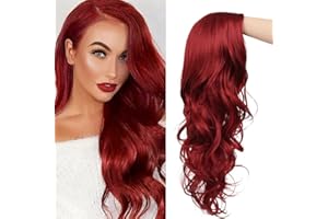 Tseses Red Wigs Long Curly Wavy Wigs for Women Side Part Natural Looking Cosplay Halloween Synthetic Fiber Wig (Red)