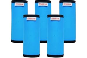 DIVALCUP Neoprene Luggage Handle Wrap, 5 Pack Trolley Case Grip Suitcase Identifier Protective Cover, Sky Blue