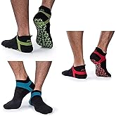 Muezna Men's Non-Slip Yoga Socks, Anti-Skid Pilates, Barre, Bikram Fitness Hospital Slipper Socks with Grips