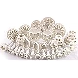 M MOACC Cake Tools 36 Piece Fondant Cake Cookie Plunger Sugarcraft Flower Leaf Butterfly Heart Shape Decorating Mold DIY Icin