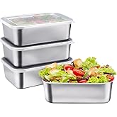Zisqerts Food Containers with Lids Stainless Steel Snack Containers Leak Proof Sealed Lunch Boxes Multi Purpose Food Storage Containers Stackable Reusable Oven Dishwasher Freezer Safe (4)