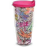 Tervis Made in USA Double Walled Dragonfly Mandala Insulated Tumbler Cup Keeps Drinks Cold & Hot, 24oz, Quartz