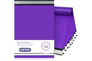 BAYLUE Purple Large Poly Mailers 14.5x19 Inch | Strong Adhesive Self-Seal Mailer Bag | Tear, Tamper, Water Resistant Shipping Envelopes | Thick Strong polymailer Bags | Clothing Shipping Bags | 100 Pcs Bulk