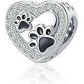 MZC Jewelry Black PawPrint Dog Mom Charm Compatible with Pandora Bracelet Pet Cat You left paw prints on my heart Bead for Women Mom Sister