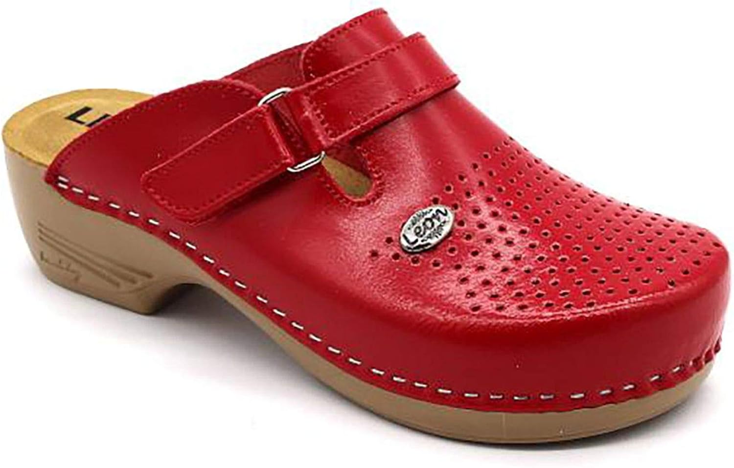 womens leather slip on clogs