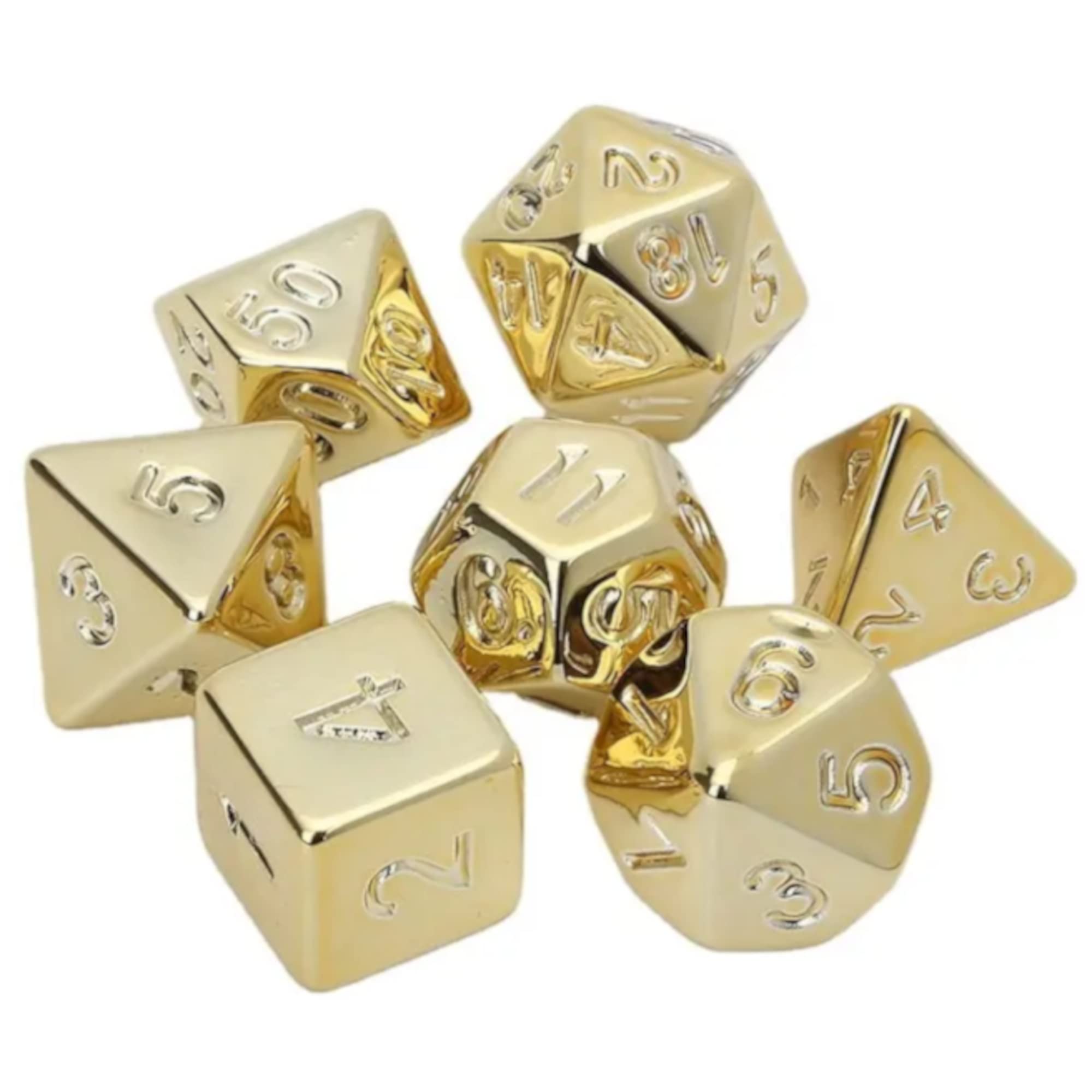 Gold/Silver/Rose/Rainbow Electroplated Dice Set - Treasure TTRPG Dice Set - Polyhedral Dice for Tabletop RPG Gaming and Tabletop RPGs - CHOOSE YOUR OWN (Gold) โ image 1