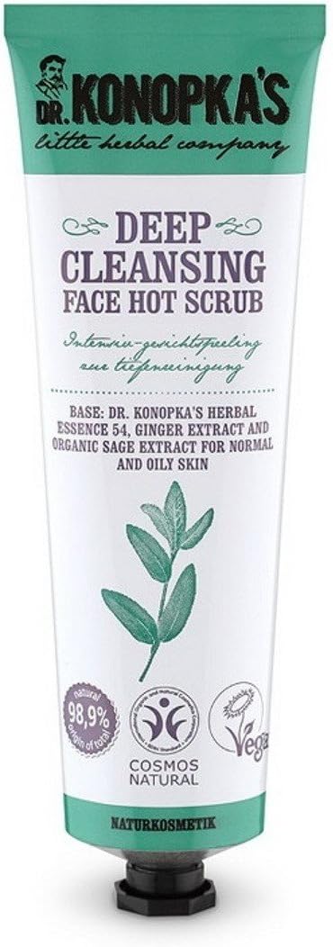 DR KONOPKA'S - Deep Cleansing Face Hot Scrub - Perfect for Normal and Oily Skin - 99% Natural Ingredients - Vegan - 75 ML
