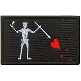 Antrix Black Beard Pirate Edward Military Badge Emblem Patch Hook &amp; Loop Tactical Pirate Flag Patches - 3.15"x2"