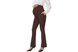 VIMPEP Smooth Feeling Flare Maternity Leggings Over The Belly Pregnancy Bootcut Yoga Pants Petite/Regular with Pockets 303