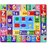 Partykindom Kids Play Rug Mat Playmat with Non-Slip Design Playtime Collection ABC, Numbers,Â ShapesÂ and Animals Educational Area Rug for Children Kids Bedroom Playroom(53.5 x 43.5 inch)
