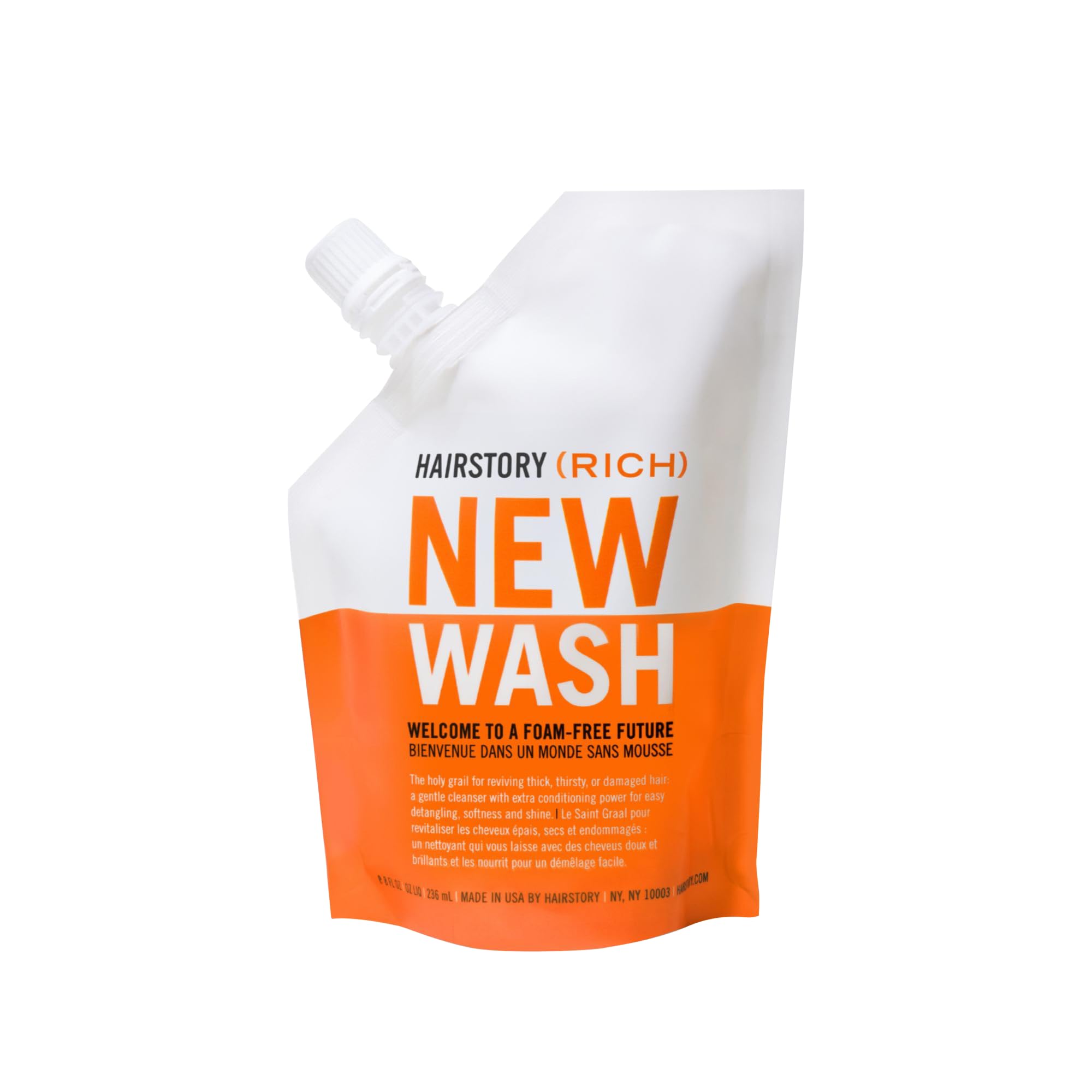 Hairstory New Wash Rich, Ultra-Moisturizing Cleansing Cream for Dry & Thick Hair, Shampoo & Conditioner Alternative, Restores Softness & Shine, 8oz