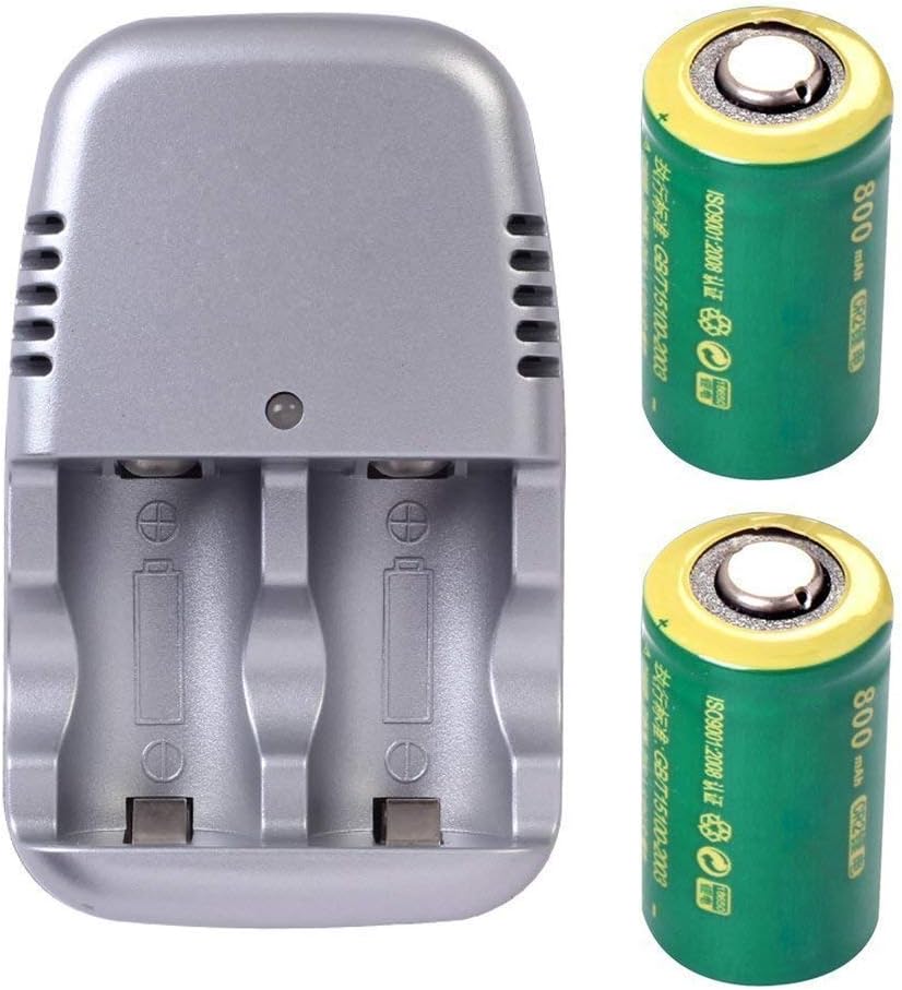 2PCS 3volt 800 mAh CR2 15270 Battery + Charger Rapid Rechargeable