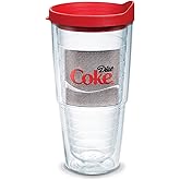 Tervis Coca-Cola® Made in USA Double Walled Insulated Tumbler Travel Cup Keeps Drinks Cold & Hot, 24oz, Red Lid