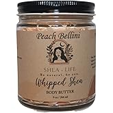 Shea Life Peach Bellini Whipped Body Butter, Premium Blend Moisturizer and Hydrating Natural Formula for Body & Skin Care Women For Daily Use