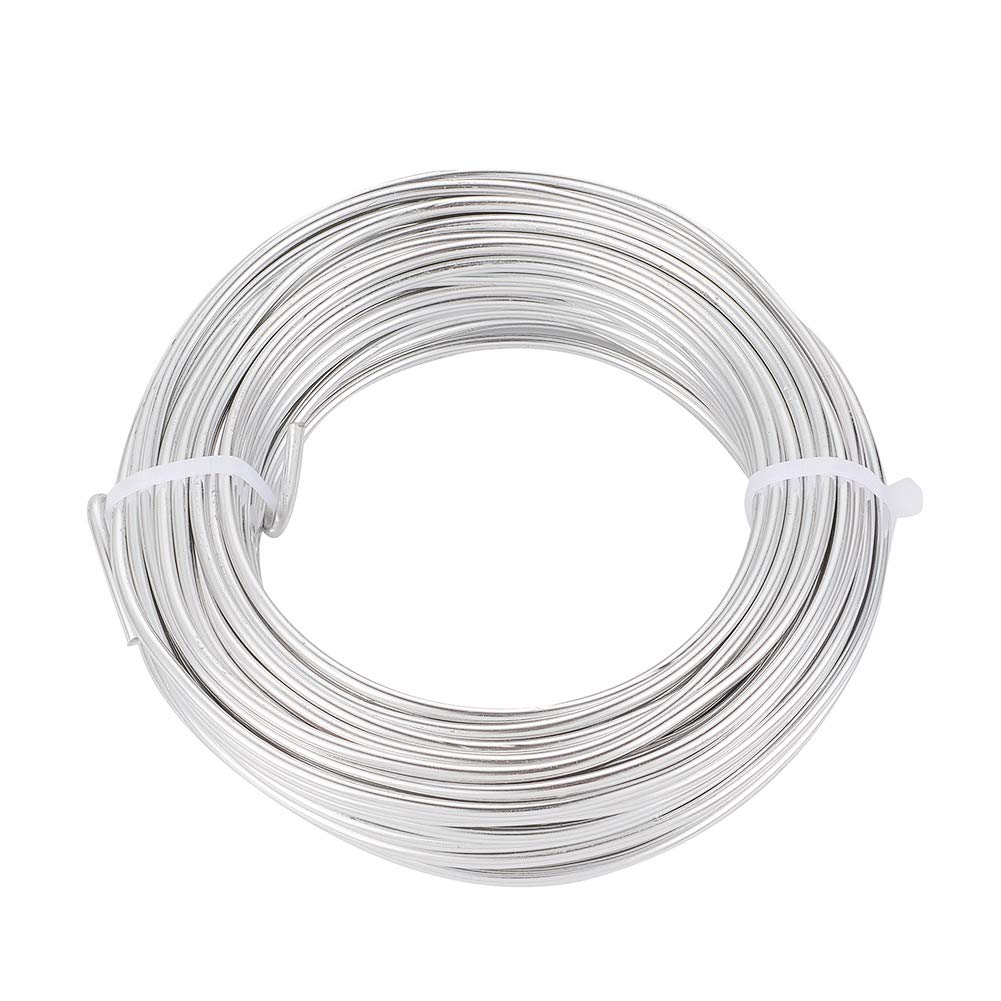 PandaHall 98 Feet Silver Aluminum Wire 3.5mm Metal Craft Wire for DIY Manual Arts Jewelry Making(Silver)