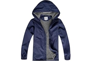 KFRRZC Boys Rain Jackets Waterproof Hooded fleece Raincoats Lightweight Windbreakers for Kids