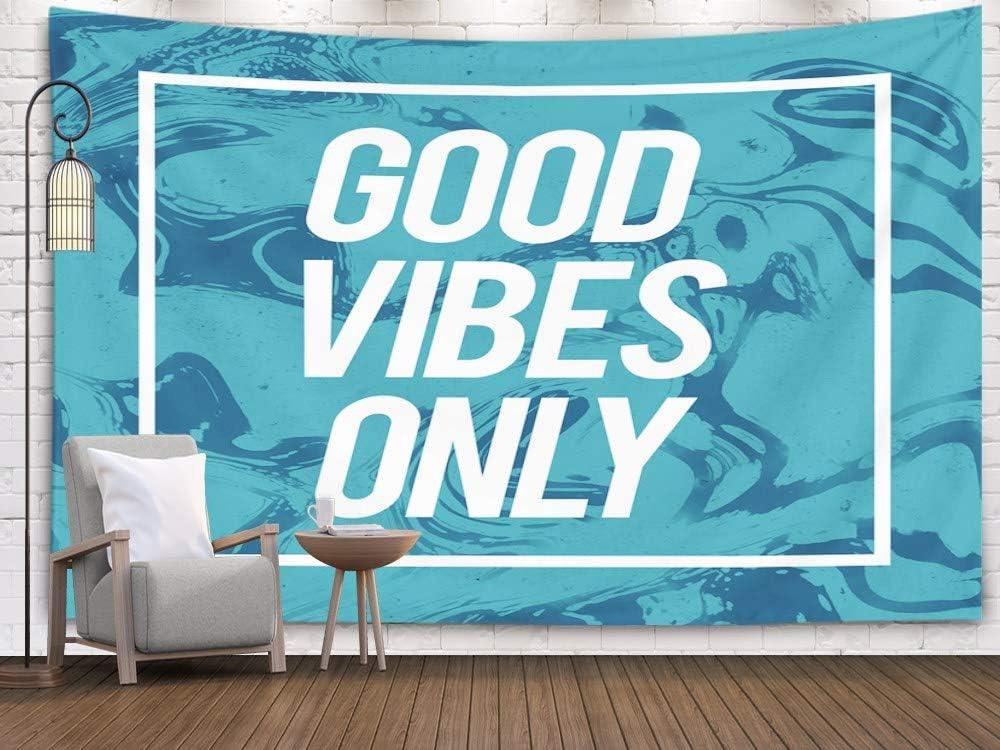 TOMWISH Blue White Tapestries, Tapestries Decoration Hanging Wall Bedroom and Home Décor Dorm Vibes Only Motivational Poster in Abstract Design 80X60 Inch,Blue White