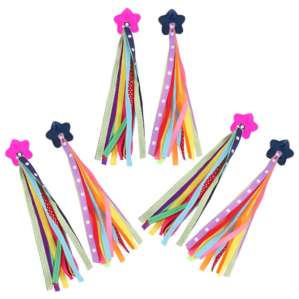 INOOMP 3 Pairs Bicycle Ribbon Kids Scooter Tassel Bike Tassels for Girls Bike Streamers for Girls Rainbow Ribbon Vintage Decor Child Bike Streamers Plastic Handle Toddler Celebrity