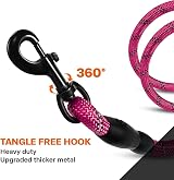 Taglory Rope Dog Lead 1.0 cm 1.5 m Reflective Padded Handle Hotpink Small Dogs view 6