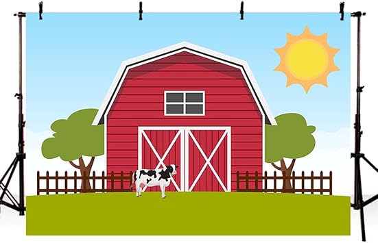 Comophoto Photography Backdrops Cartoon Red Barn Farm Photo Booth