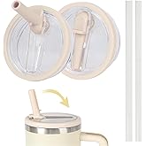 30 oz Replacement Lid for Stanley Quencher Tumbler Flip Straw, 2 PCS Spill Proof Lid Accessories Fit for Stanley with handle, Leak-Proof Splash Resistant Replaceble Cover Cap forStanley,(Lvory*2)