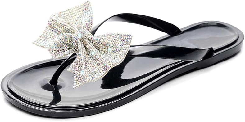 rhinestone bow flip flops