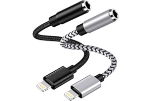 3.5mm to Lightning Adapter, Apple Dongle Jack Converter for Aux Cable Wire [Mfi Certified]2pack Male to Female Headphones/Ear