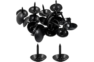 Hitefu 200Pcs Black Upholstery Tacks for Upholstered Furniture Cork Board Sofa DIY Projects or Home Decor - Antique Metal Thumb Tacks Round Head Upholstery Pins (9 x 9mm)