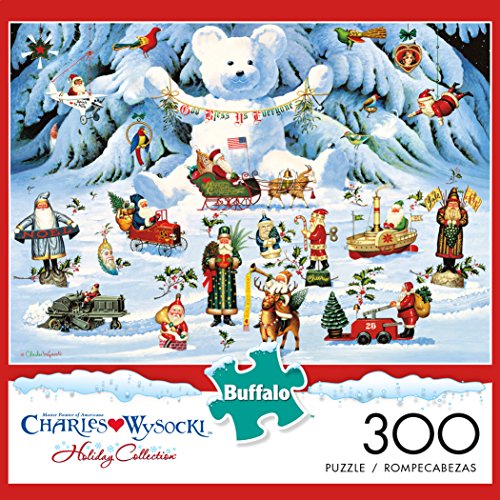 Jingle Bell Teddy and Friends by The Charles Wysocki - 300 Large Piece Jigsaw Puzzle from the Buffalo Holiday Collection by Buffalo Games