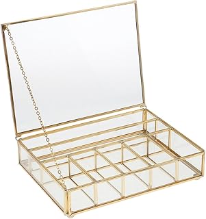 LOVIVER Glasbox Gold Mini Glas Terrarium Box Blumentopf Sukkulente Pflanzen Pflanzgefäß Haus Dekor - 20 x 15 x 5 cm