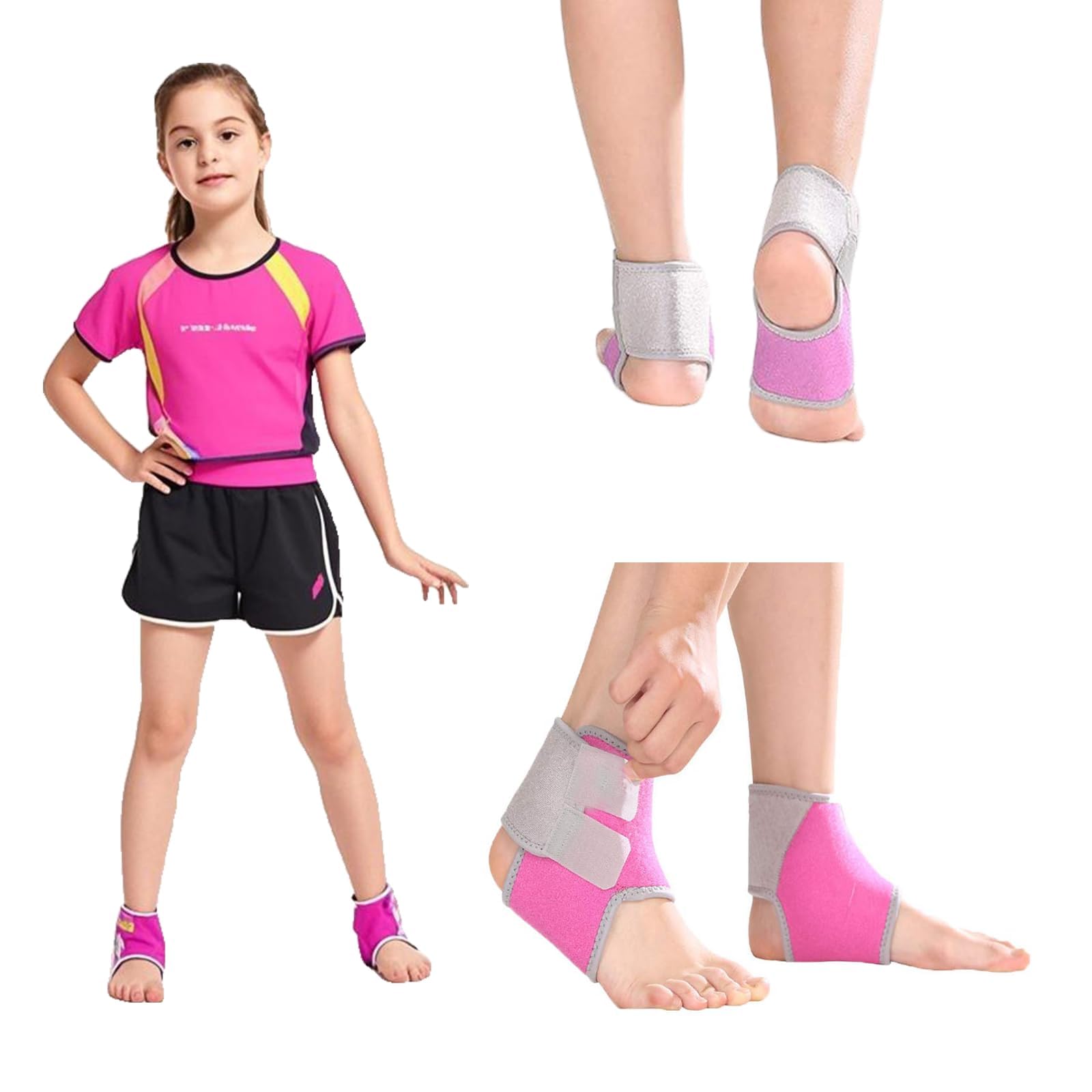 WITERY Kids Ankle Support Brace Adjustable Ankle Brace Wrap Strap for Sprained Ankle, Weak Ankles, Sports, Running, Achilles Tendonitis Support Boys Girls