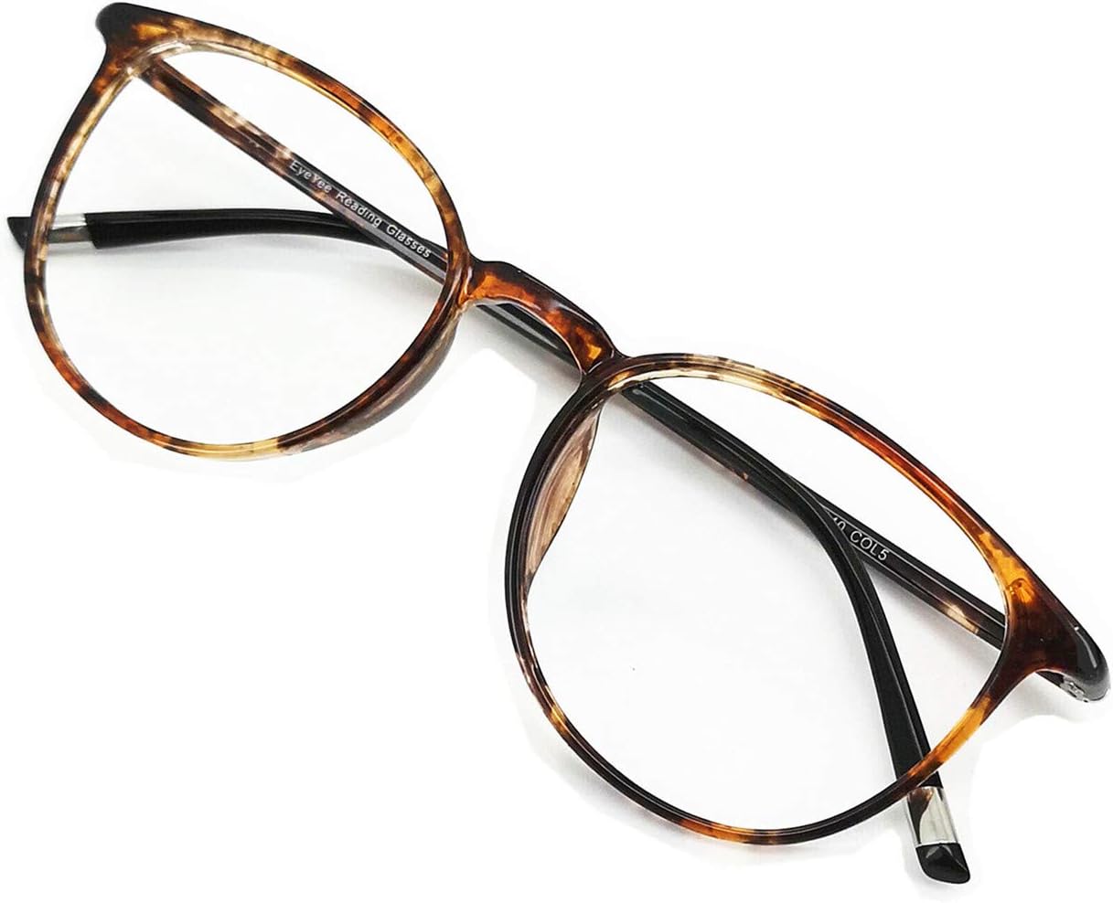 Blue Light Reading Glasses Round Frame Spring Hinge Block UV Reduce Digital Eye Strain Comfortable Fit