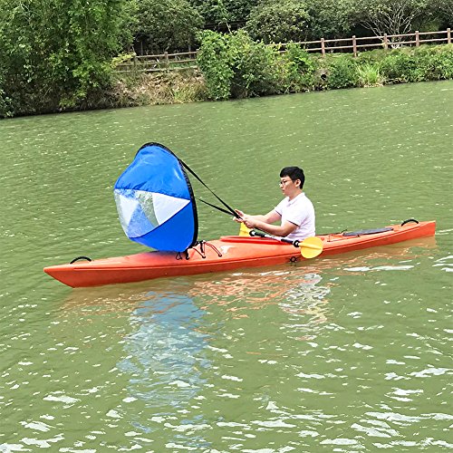 RENHAIGY Tandem Clear Kayak Wind Sail Kit Downwind Paddle Popup Board Inflatable Foldable Canoe