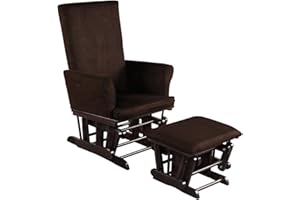 Costzon Baby Glider and Ottoman Cushion Set, Wood Baby Rocker Nursery Furniture for Napping, Nursing, Reading, Upholstered Hoop Glider & Ottoman Comfort Nursery Chair w/Padded Armrests (Brown)