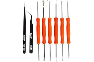 Kaisiking 6 Pcs Double Sided Soldering Assist Aid Repair Tool with 2 Precision Tweezers for Electronics Repair and Soldering