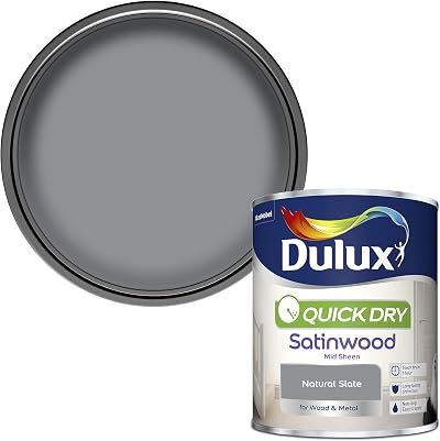 Dulux 5358152 Quick Dry Satinwood Paint Natural Slate 750 ml Water Based